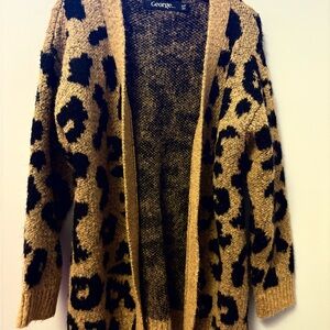 George Leopard-Print Open Cardigan in Tan and Black
